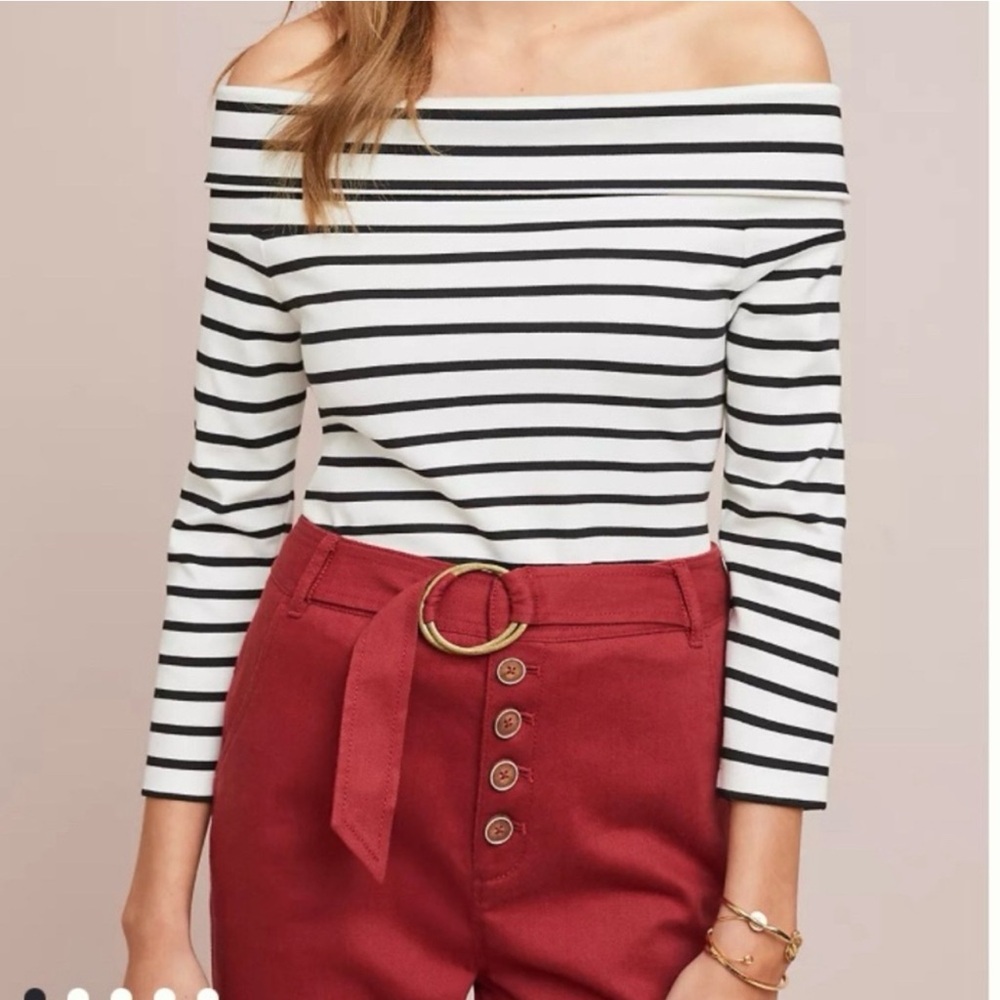 Anthropologie Black and White Striped Top